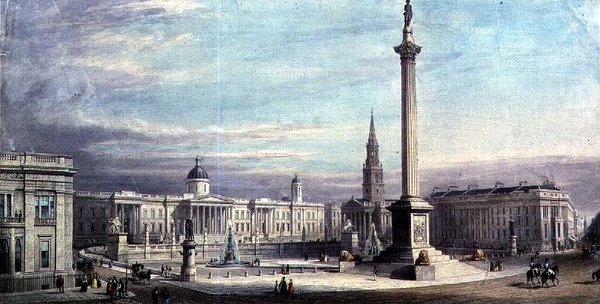Návrh uspořádání Trafalgarského náměstí od G. Moorea z roku 1842 od Thomas Higham