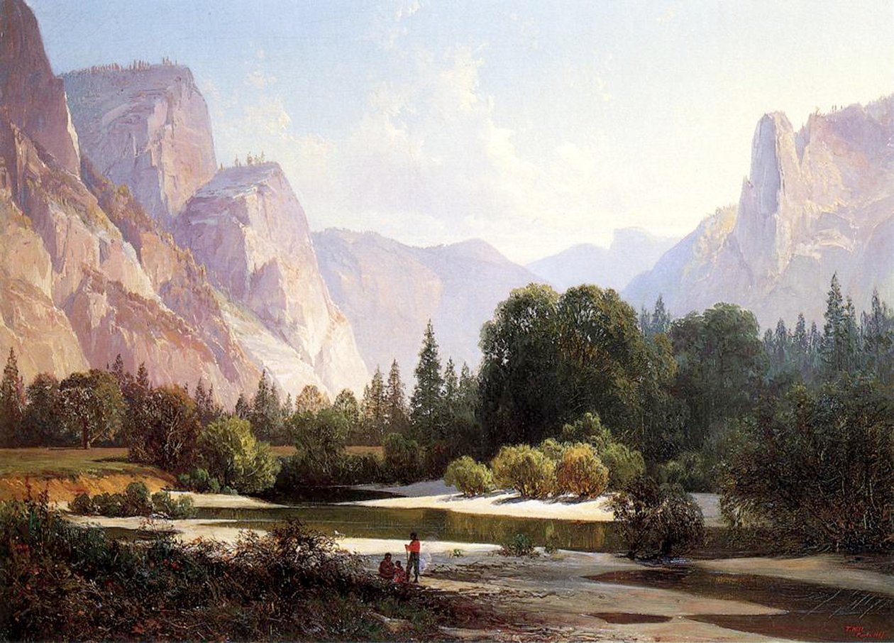 Indiánský tábor Paiute, Yosemite, 1890 od Thomas Hill