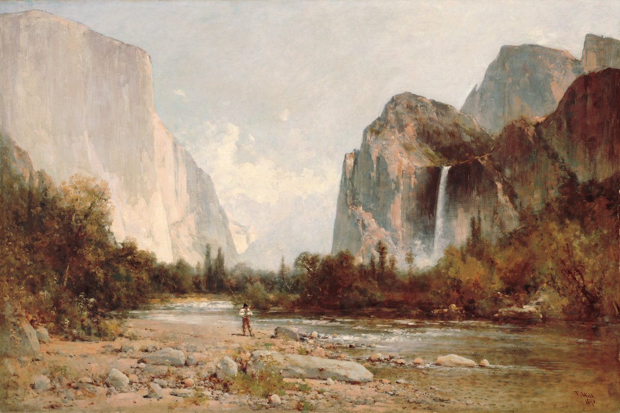 Yosemity, vodopády Bridal Veil Falls od Thomas Hill