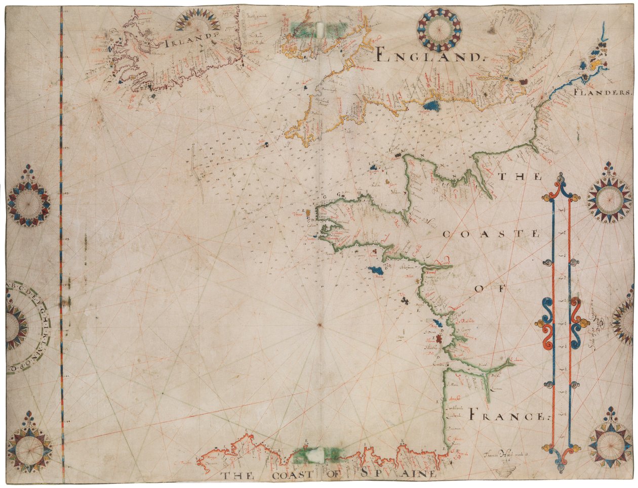 Mapa Biskajského zálivu a Lamanšského průlivu od Thomas Hood