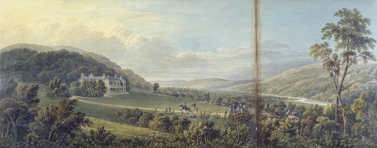 Panorama Rheoly (akvarel na kartě) od Thomas Hornor