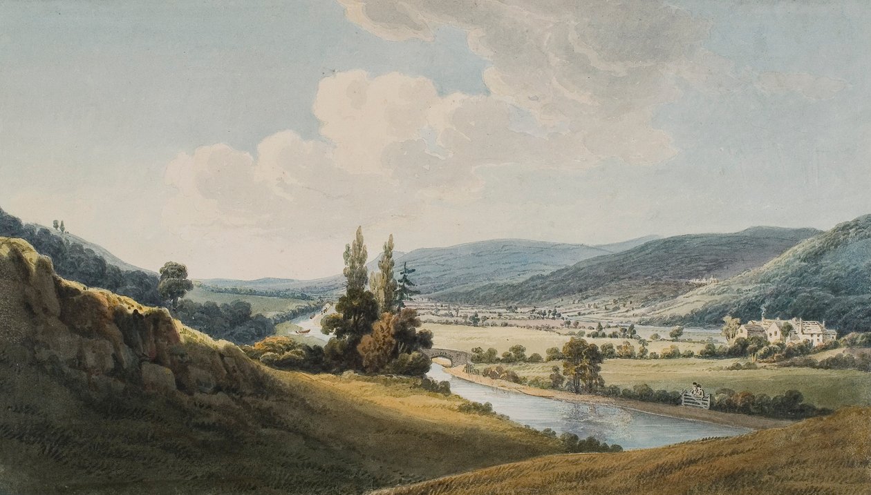 Údolí Neath, Melincourt vpravo (akvarel a tužka na papíře) od Thomas Hornor