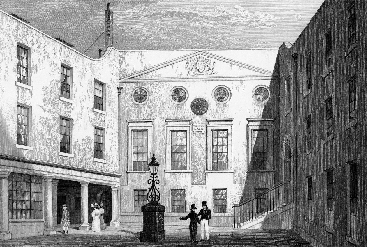 Sál lékárníků, Pilgrim St., Blackfriars, ryl J. Hinchliff, 1831 od Thomas Hosmer Shepherd