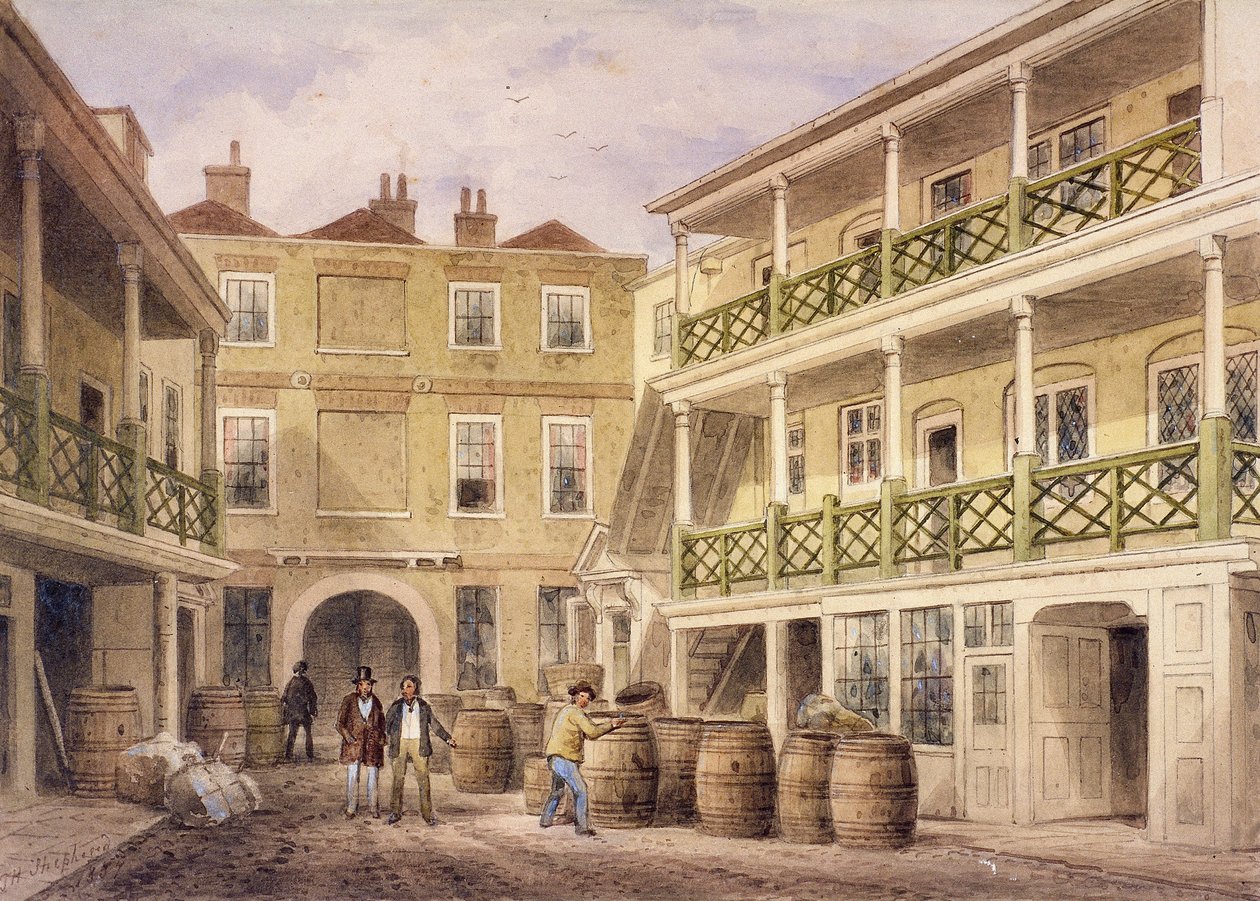 Bell Inn, Aldersgate Street, Londýn, 1857 od Thomas Hosmer Shepherd