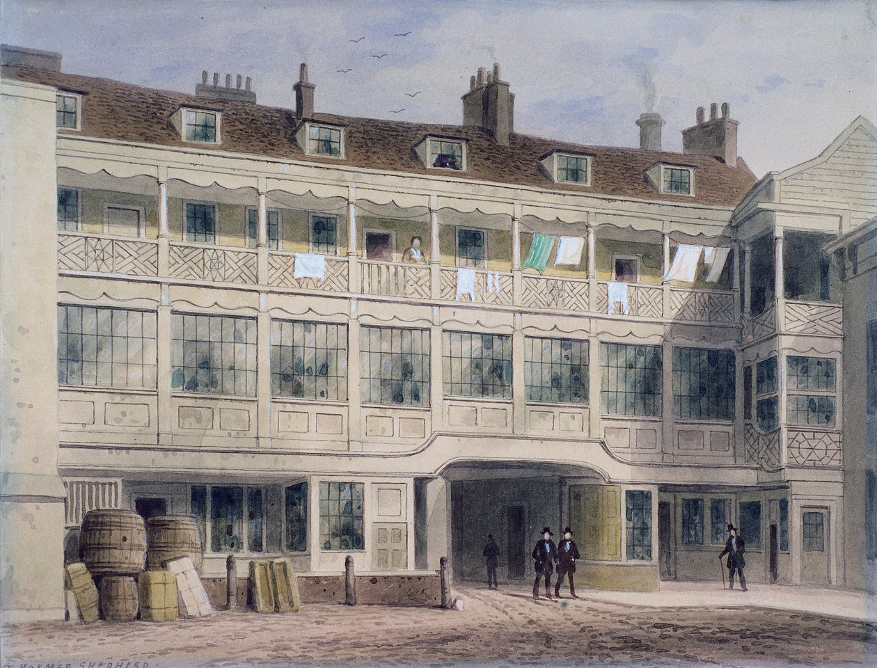 Belle Sauvage Yard, Ludgate Hill, Londýn, c1850 od Thomas Hosmer Shepherd
