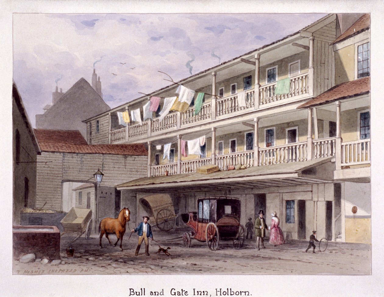 Bull and Gate Inn, Holborn, Londýn, c1850 od Thomas Hosmer Shepherd