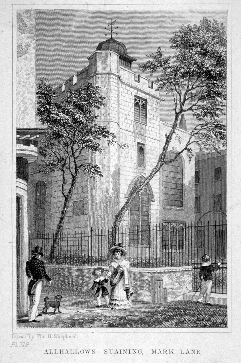 Church of All Hallows Stained, Londýn, 1829 od Thomas Hosmer Shepherd