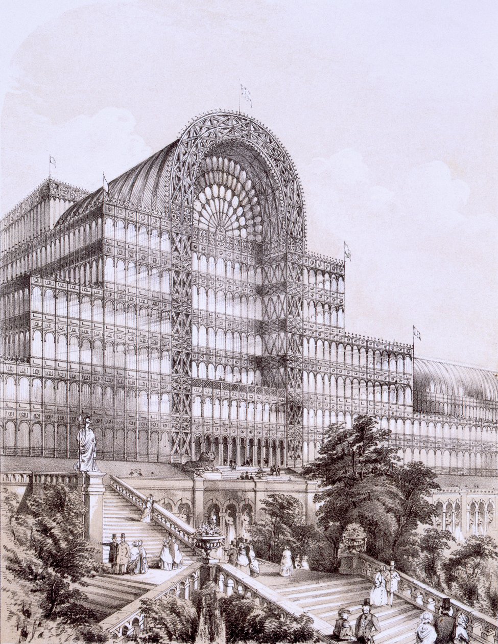 Crystal Palace v Sydenhamu, přední část Velké příčné lodi, c.1851-55 od Thomas Hosmer Shepherd