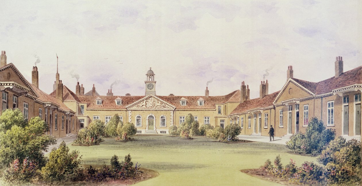 Emanuel Hospital, Tothill Fields, 1850 od Thomas Hosmer Shepherd