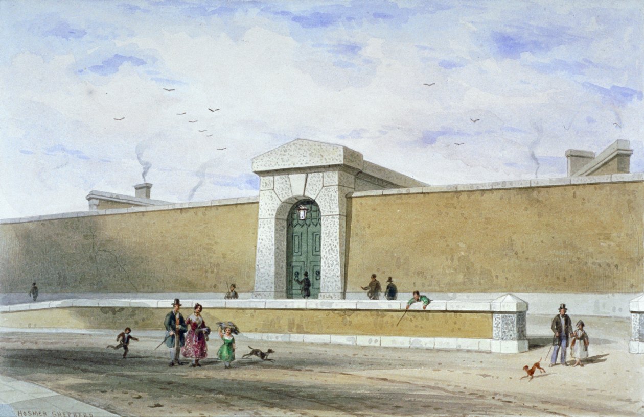 Gateway of Bridewell Prison, Tothill Fields, Westminster, Londýn, c1850. od Thomas Hosmer Shepherd