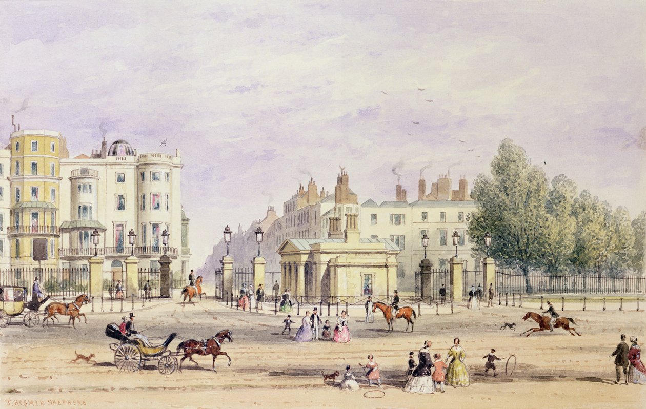 Grosvenorská brána a nová lóže, 1851 od Thomas Hosmer Shepherd