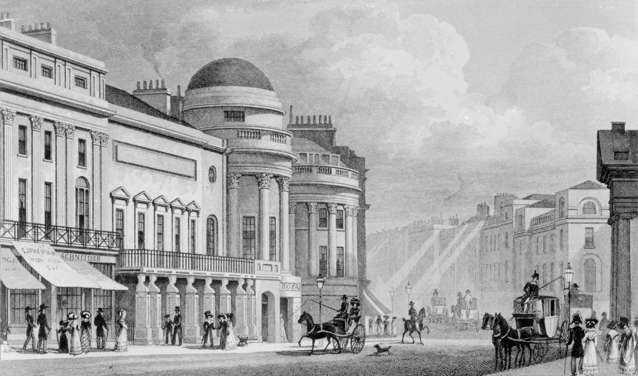 Harmonic Institution, Regent Street, Londýn. 1827 od Thomas Hosmer Shepherd