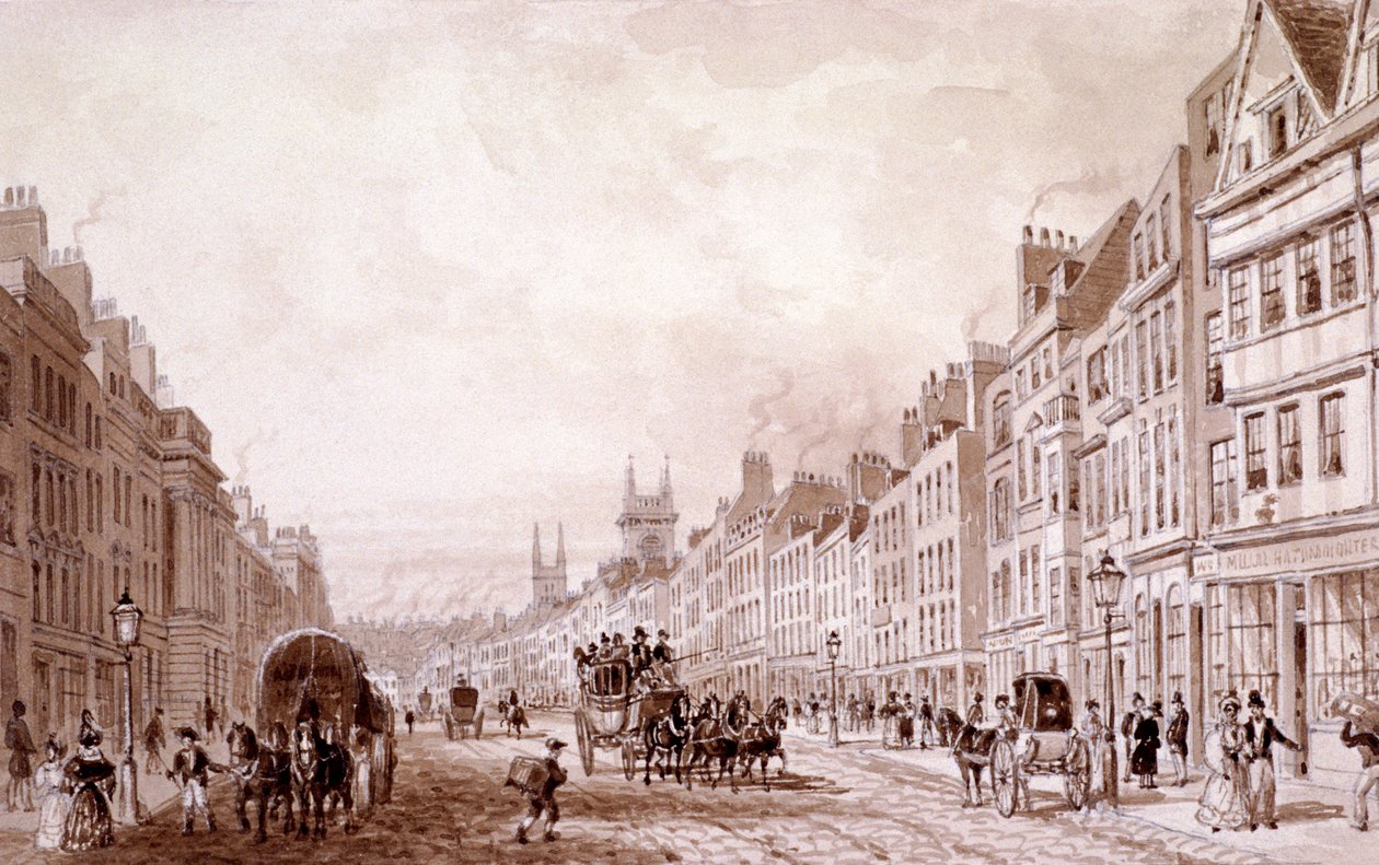 Holborn, Londýn, kolem roku 1830 od Thomas Hosmer Shepherd