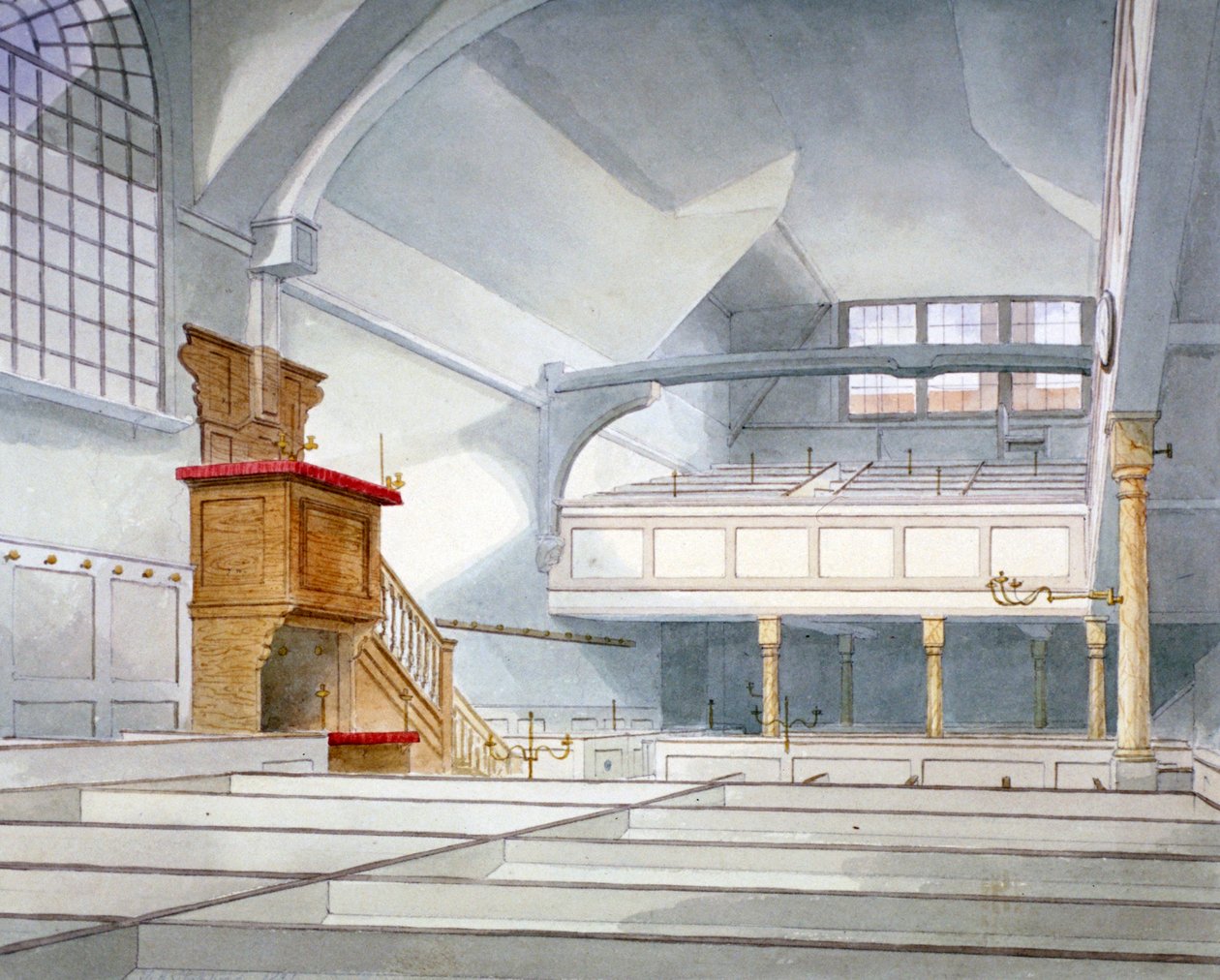 Vnitřní pohled na kostel St Bartholomew-the-Great, Smithfield, City of London, 1821 od Thomas Hosmer Shepherd