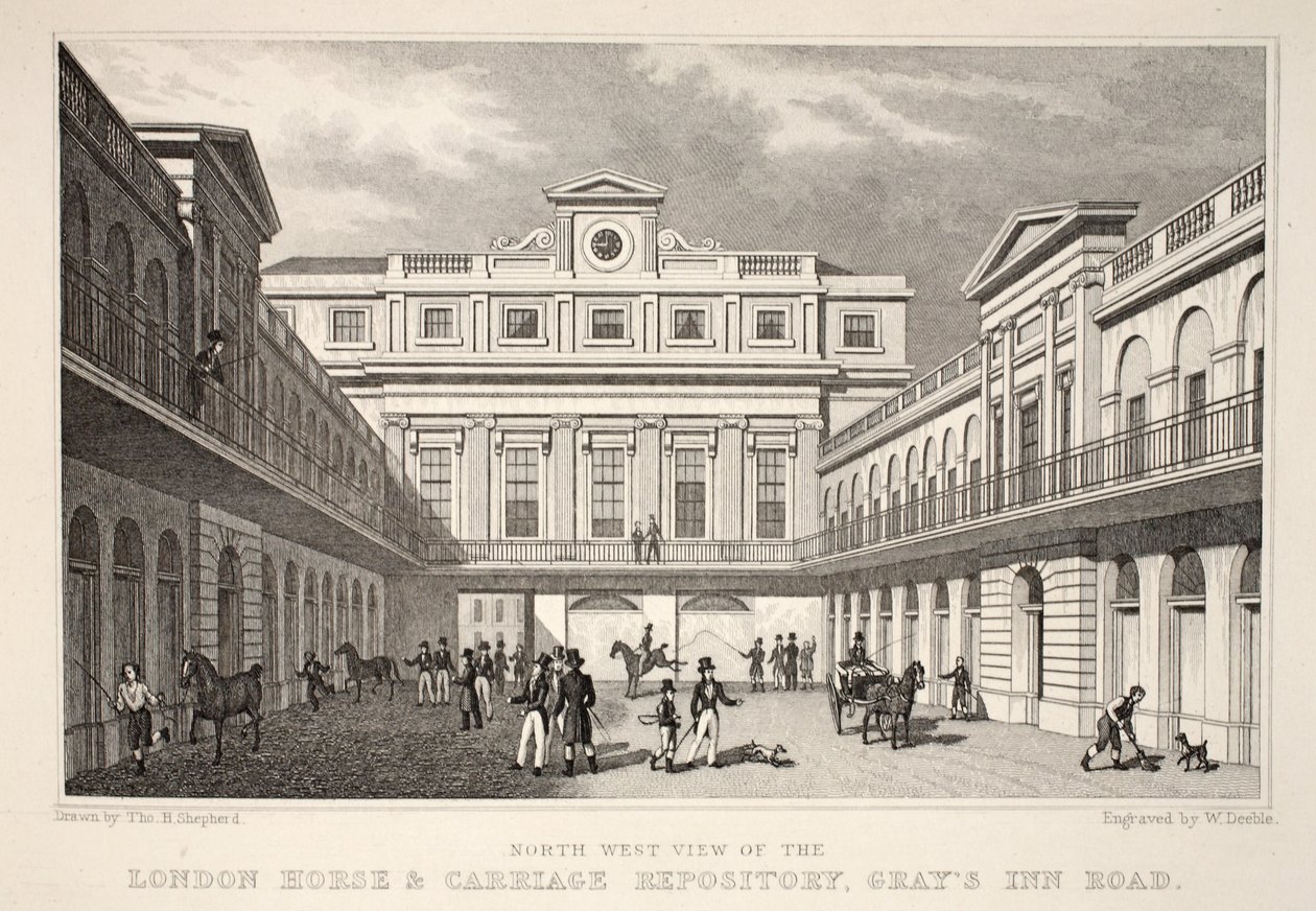 N.W. Pohled na London Horse and Carriage Repository, Gray