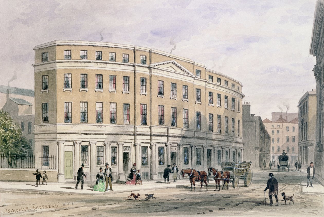 Nové domy u vchodu do ulice Gresham, 1851 od Thomas Hosmer Shepherd