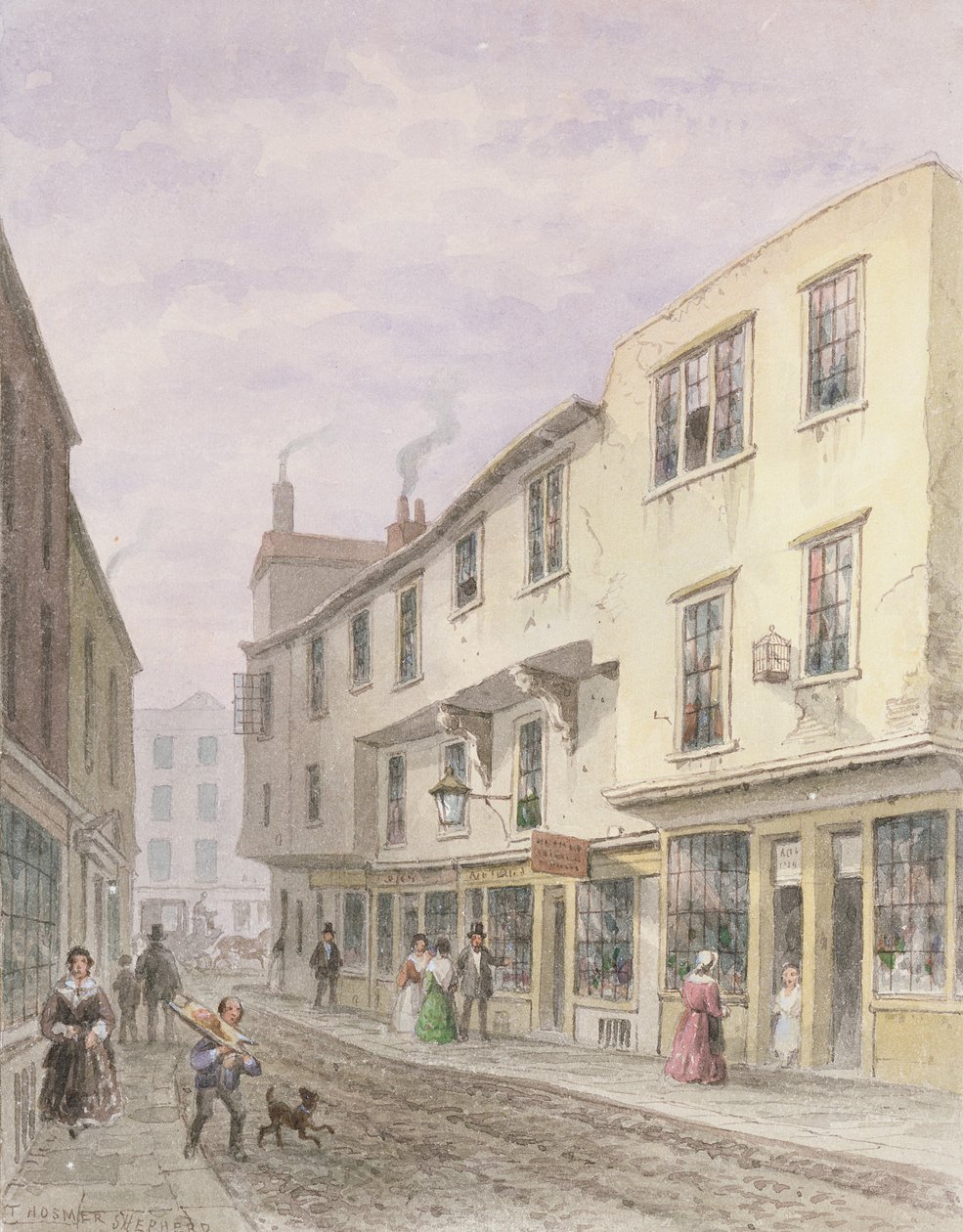 Starý dům u vchodu do Leather Lane, 1857 od Thomas Hosmer Shepherd