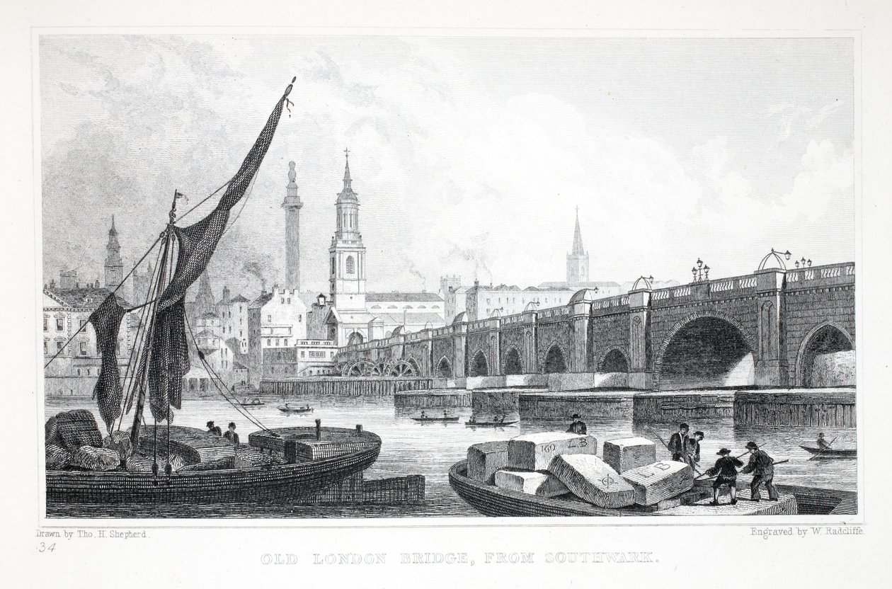 Starý londýnský most v Southwarku z hospody "London and it