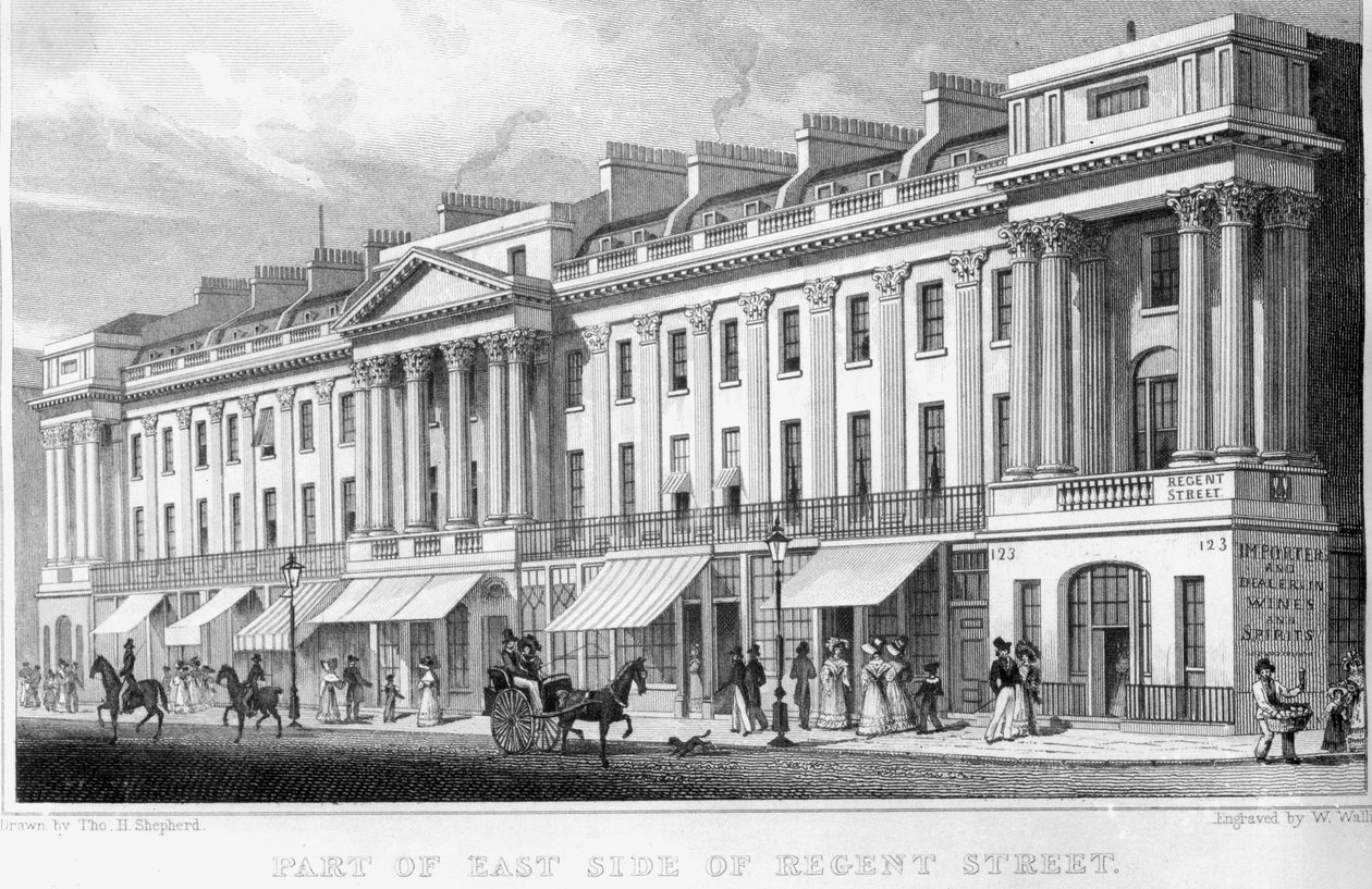Část východní strany Regent Street, Londýn od Thomas Hosmer Shepherd
