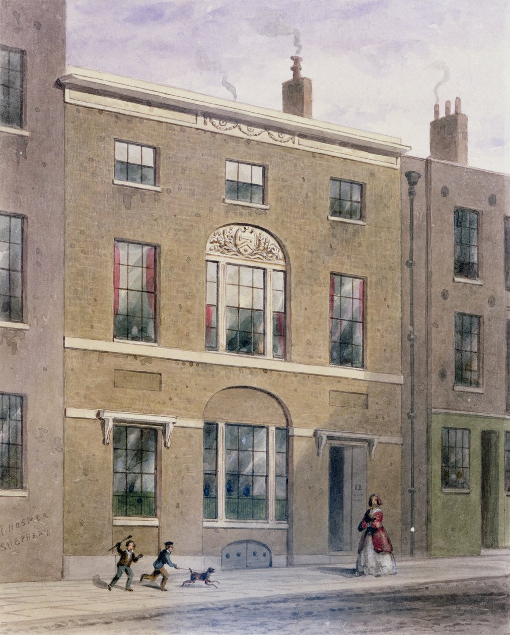 Plumbers Hall v Great Bush Lane, Cannon Street, 1851 od Thomas Hosmer Shepherd