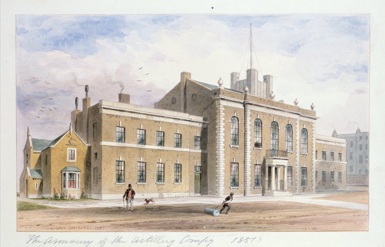 Royal Artillery House, Finsbury Square, 1851 (wc na papíře) od Thomas Hosmer Shepherd