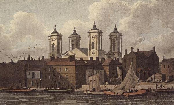 Kostel sv. Jana, Smith Square (akvatinta) od Thomas Hosmer Shepherd