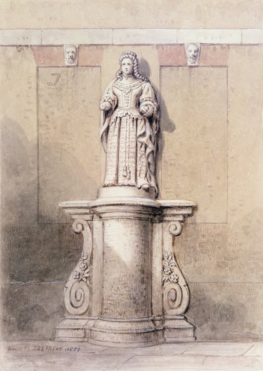 Socha královny Anny na východním konci náměstí Queen Square, 1851 od Thomas Hosmer Shepherd