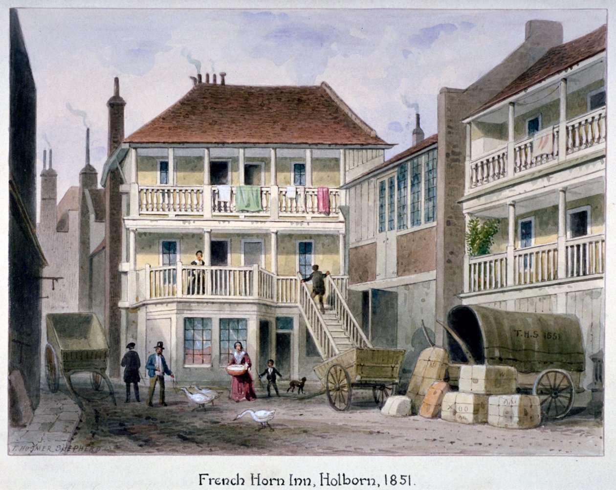 The French Horn Inn, Holborn, Londýn, 1851. od Thomas Hosmer Shepherd