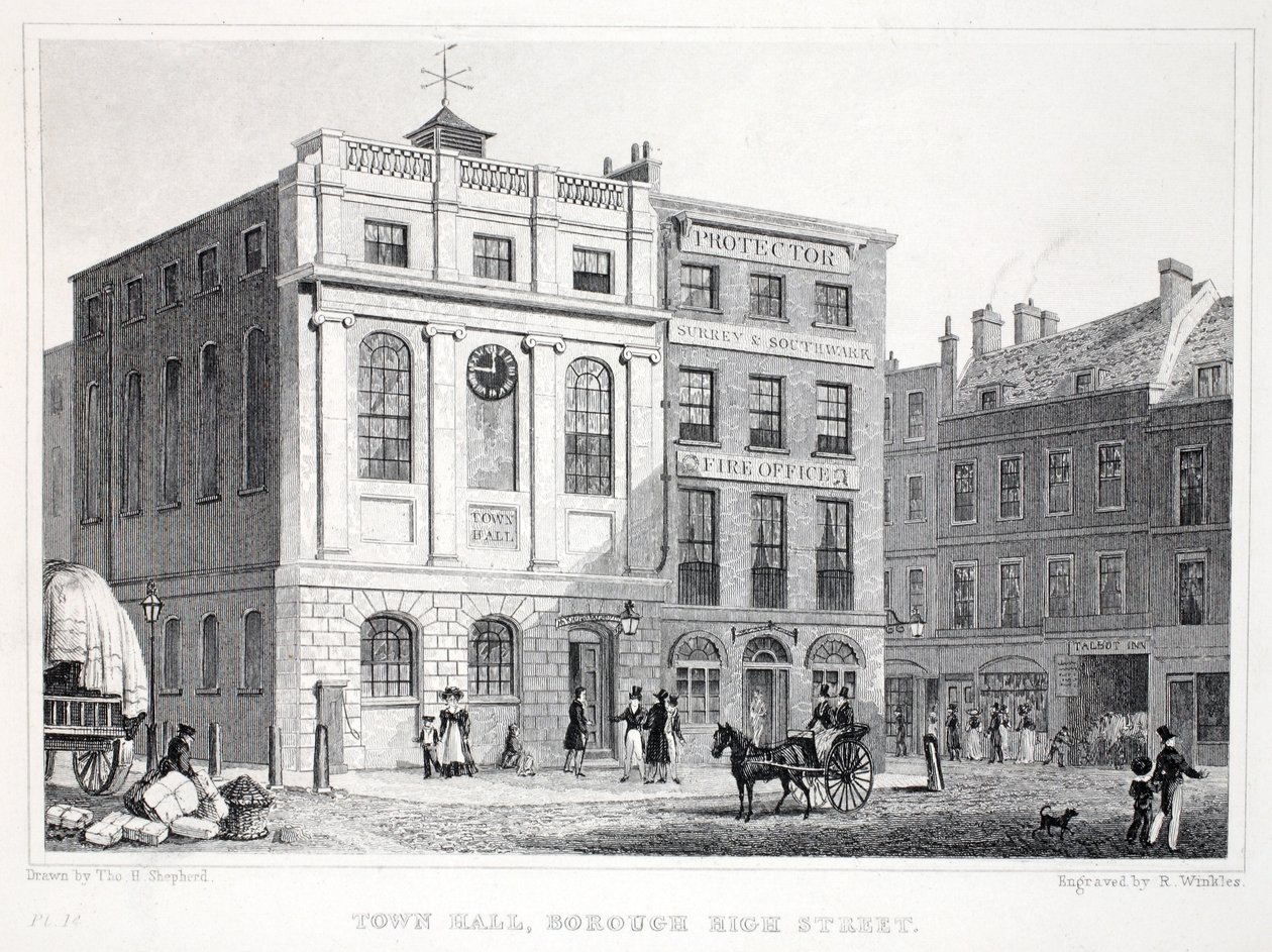 Town Hall, Borough High Street, z hospody 