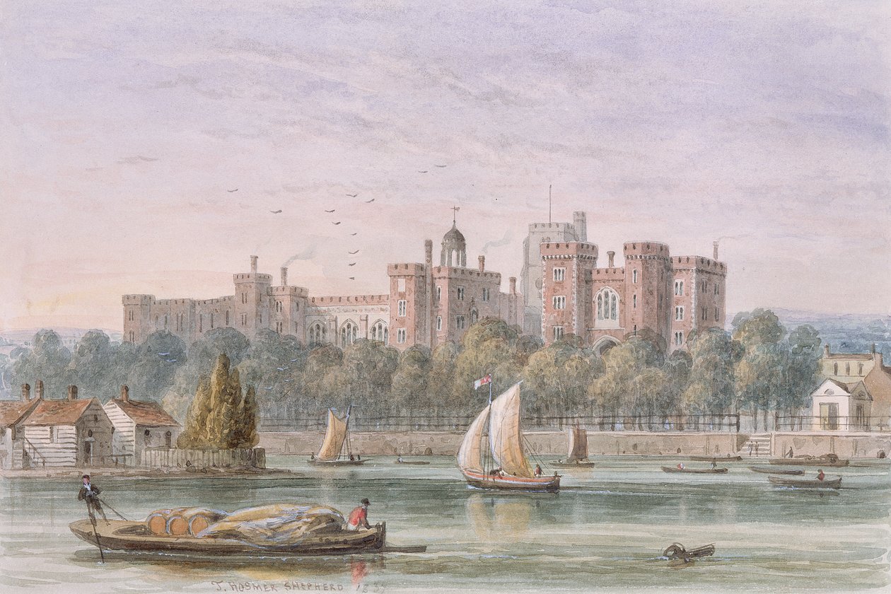 Pohled na palác Lambeth z Temže, 1837 od Thomas Hosmer Shepherd