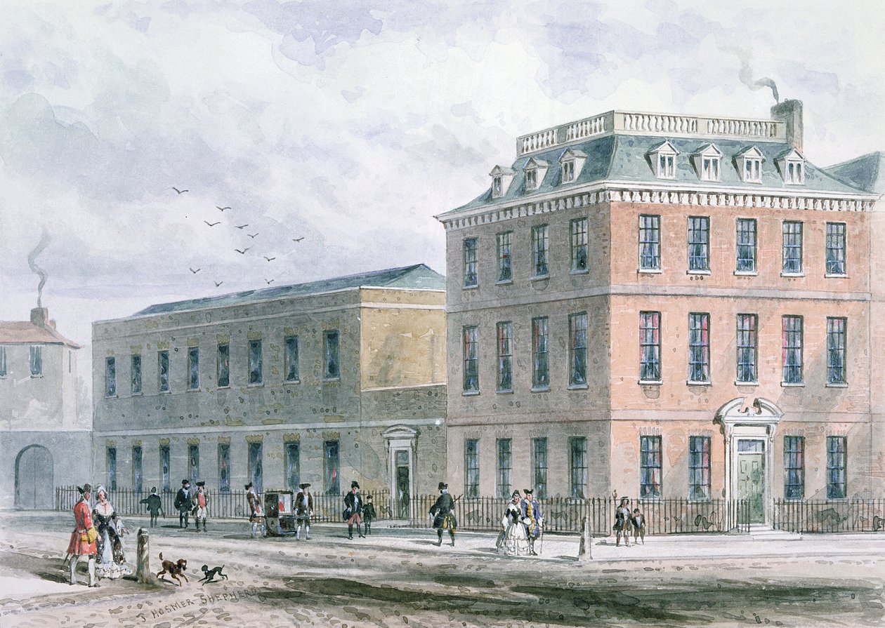 Pohled na Soho Square a Carlisle House od Thomas Hosmer Shepherd