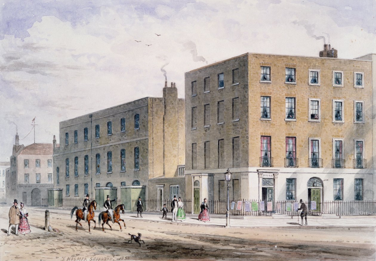 Pohled na Soho Square a katolickou kapli, 1850 od Thomas Hosmer Shepherd