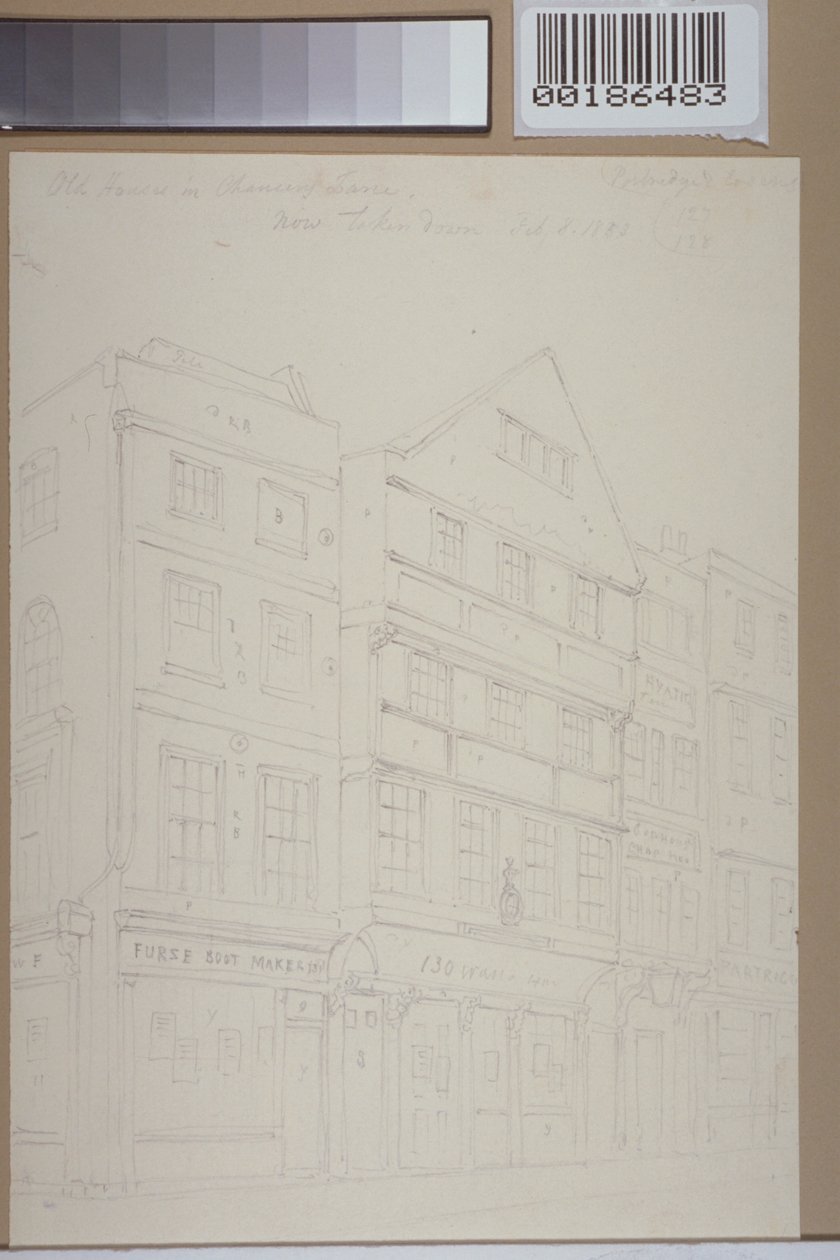 Pohled na staré domy v Chancery Lane, 1853 od Thomas Hosmer Shepherd