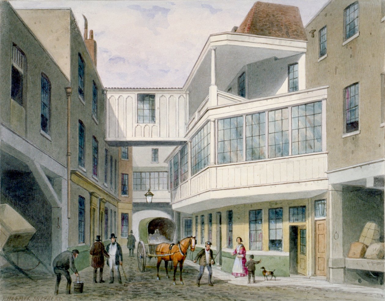 Pohled na tavernu Cross Keys, Wood Street, City of London, c1850. od Thomas Hosmer Shepherd