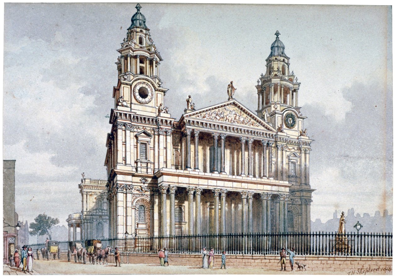 Západní fronta katedrály svatého Pavla, City of London, 1814. od Thomas Hosmer Shepherd