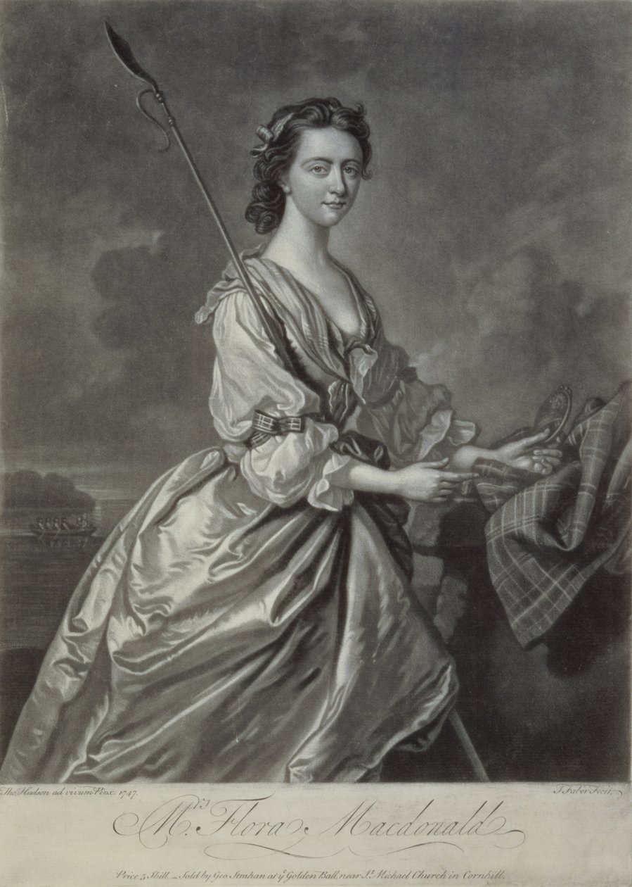 Flora MacDonaldová (1722-90), vyryl J. Faber,1747 (mezzotinta) od Thomas Hudson