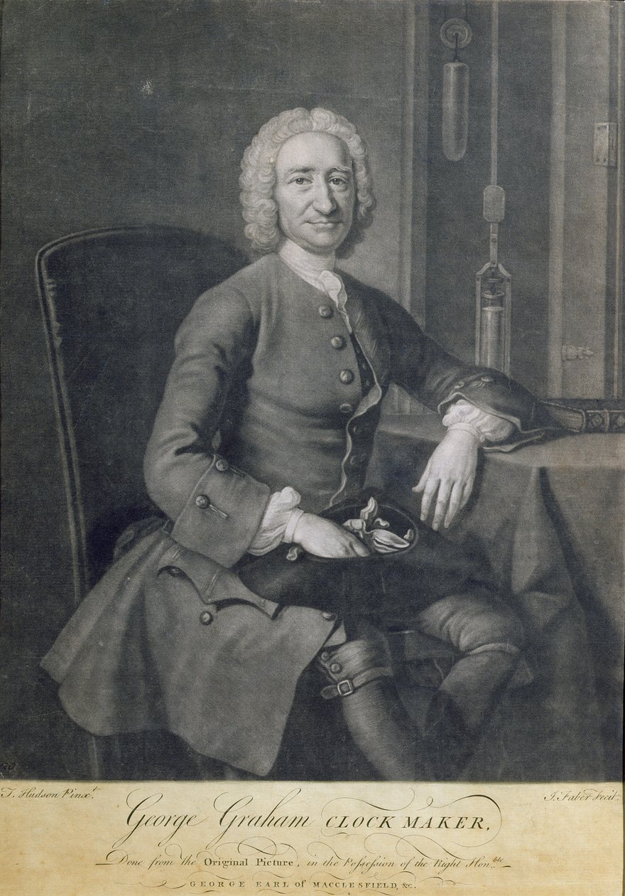 Portrét George Grahama (1673-1751) Hodinář, vyrytý Johnem Faberem (1684-1756) od Thomas Hudson
