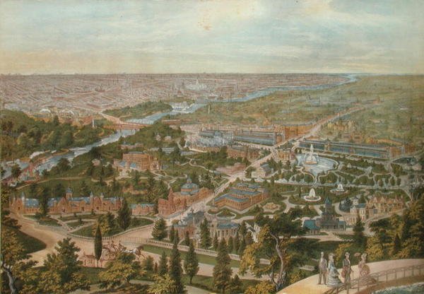 Pohled z ptačí perspektivy na Centennial, Philadelphia od Thomas Hunter