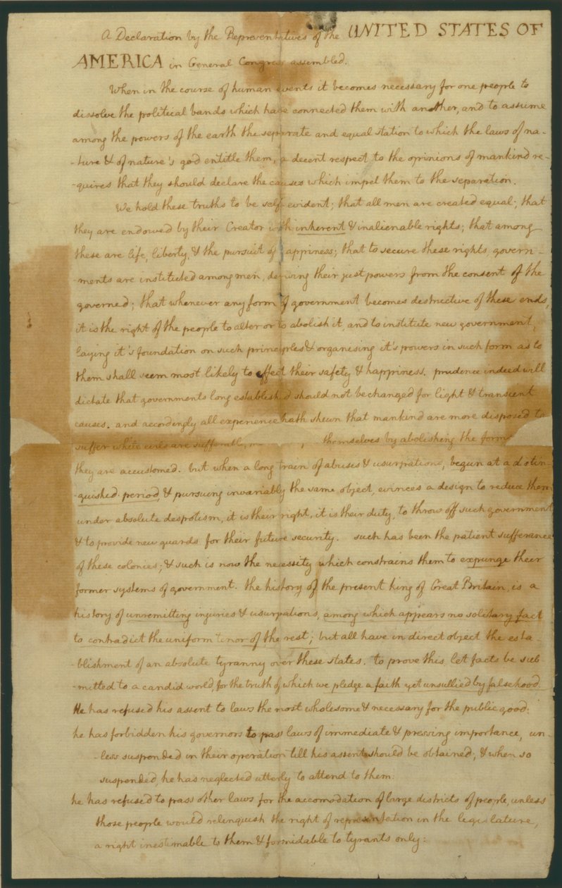 Návrh Deklarace nezávislosti, 4. července 1776 od Thomas Jefferson