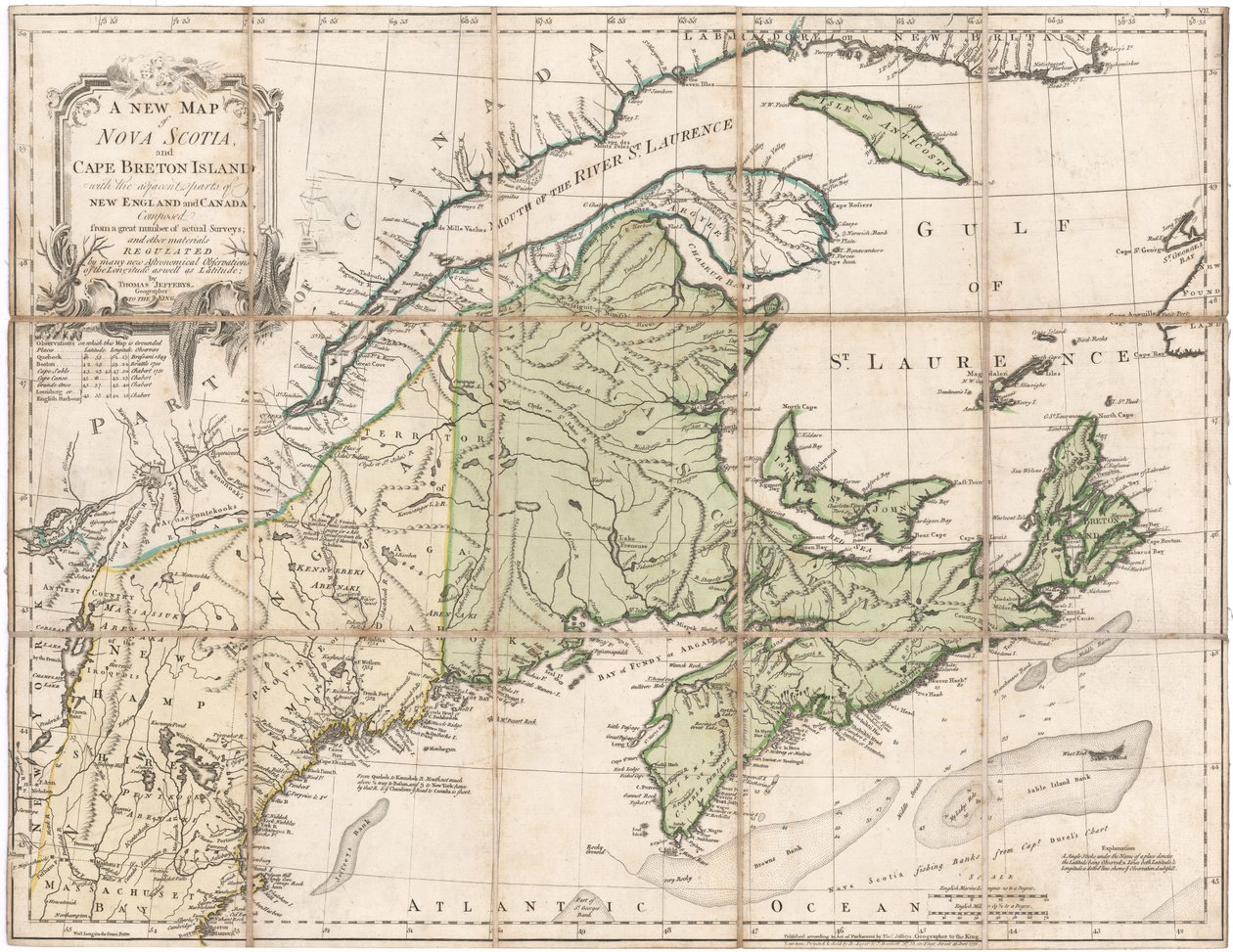 Jefferysin Nova Scotian kartta od Thomas Jefferys