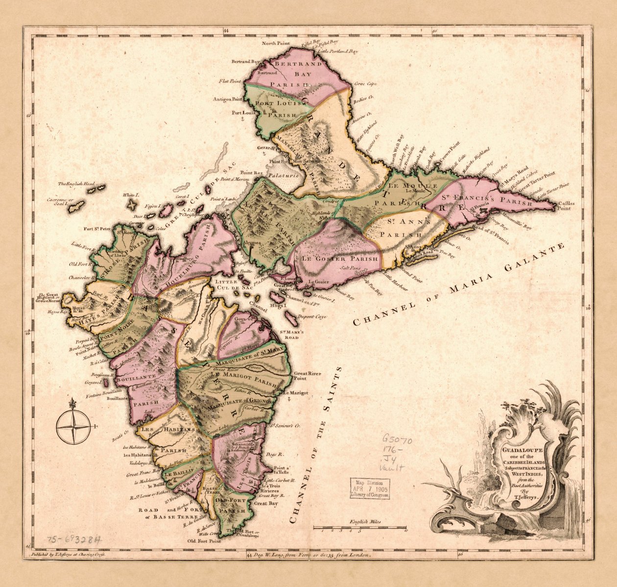 Guadaloupe, jeden z Karibských ostrovů v Západní Indii, který podléhá Francii, LOC 75693284 od Thomas Jefferys