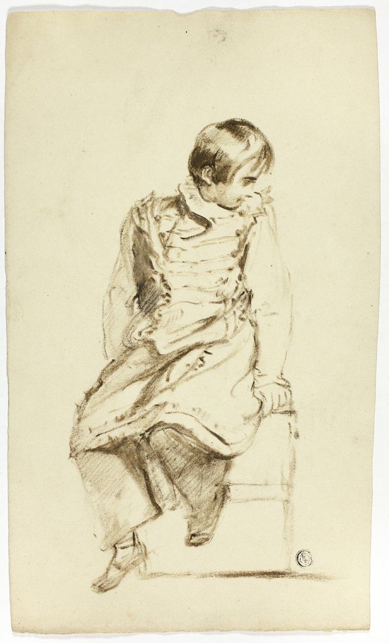 Sedící chlapec, Díval se do strany od Thomas Jones Barker