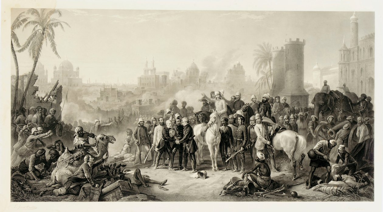 Reliéf Lucknow a triumfální setkání Havelocka, Outrama a Sira Colina Campbella, 1862 od Thomas Jones Barker