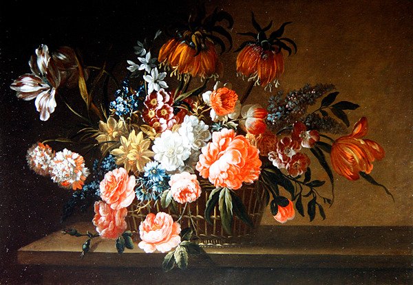 Zátiší růží, karafiátů a tulipánů (olej na plátně) od Thomas Keyse