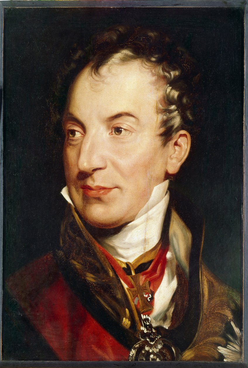 Portrét Klementa (Klemense) Wenzela, knížete z Metternichu (1773-1859). rakouský politik. Obraz sira Thomase Lawrence (1769-1830), olej na plátně, v letech 1814 až 1819. Anglické umění od Thomas Lawrence