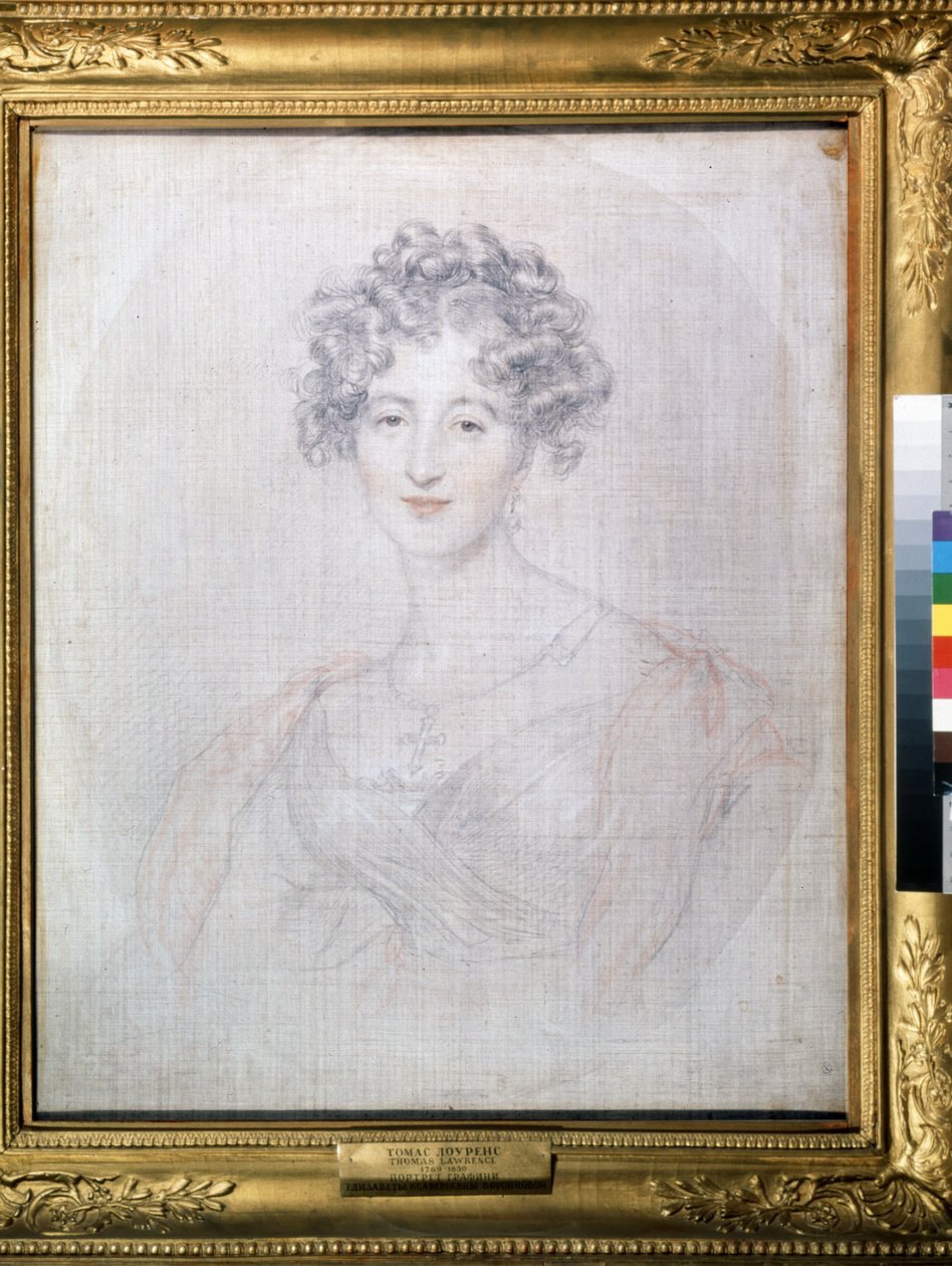 ""Portrét hraběnky Elisabeth (Elizaveta) Vorontsové (1792-1856)"" kresba perem Thomas Lawrence (1769-1830) 1821 Puškinovo muzeum, Moskva od Thomas Lawrence