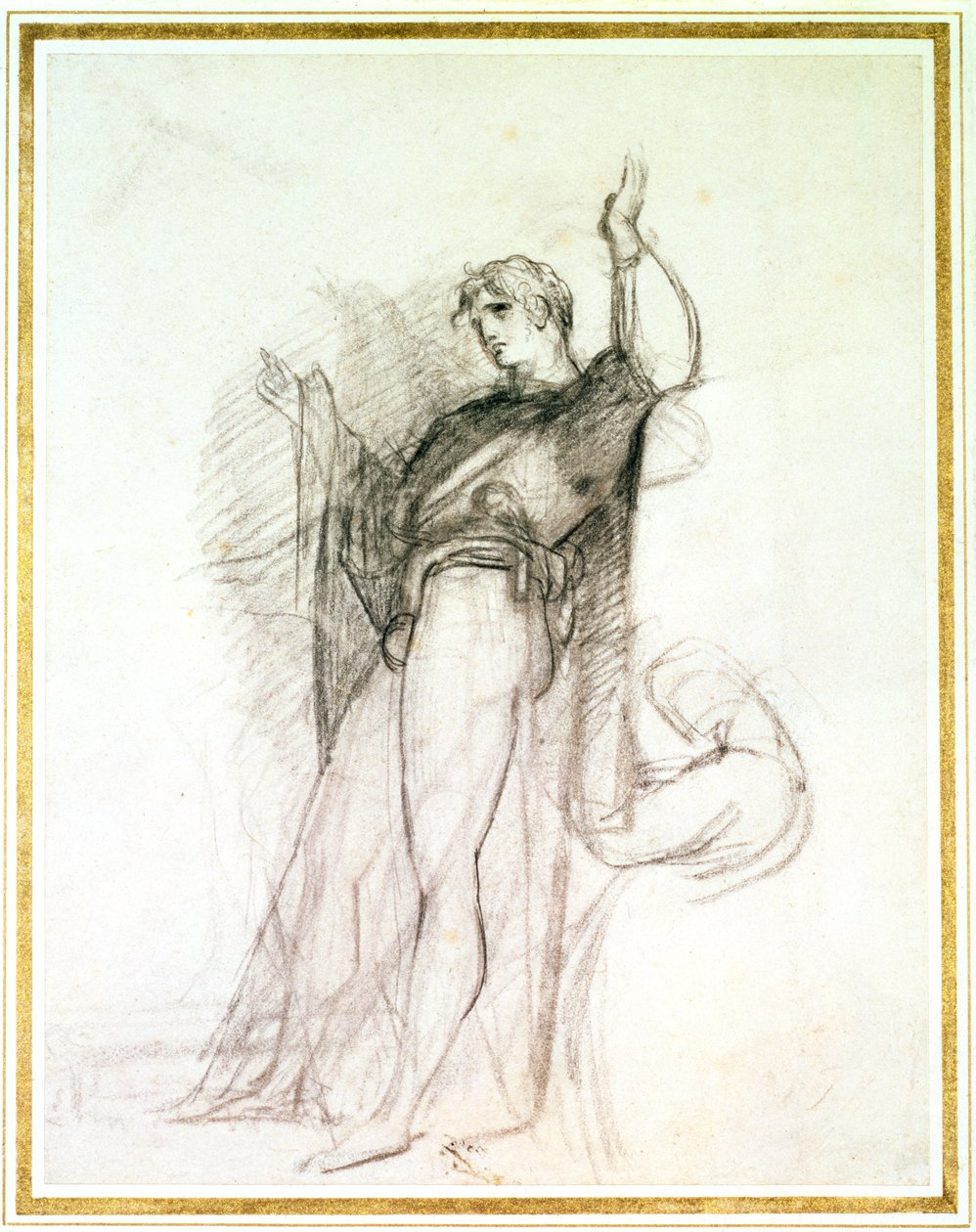 Portrét Johna Philipa Kembla jako Hamleta (křída na papíře) od Thomas Lawrence