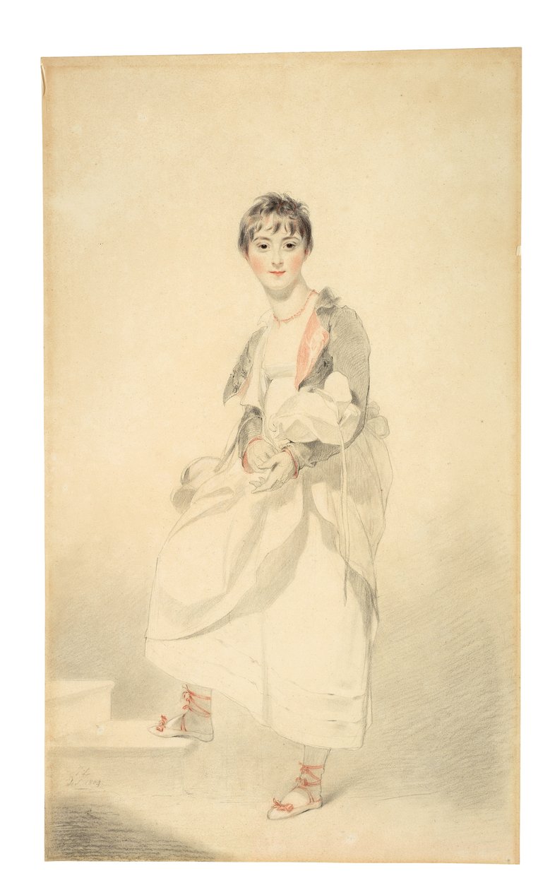 Portrét Lady Frances Hamilton (1795-1860) (černá a červená křída) od Thomas Lawrence