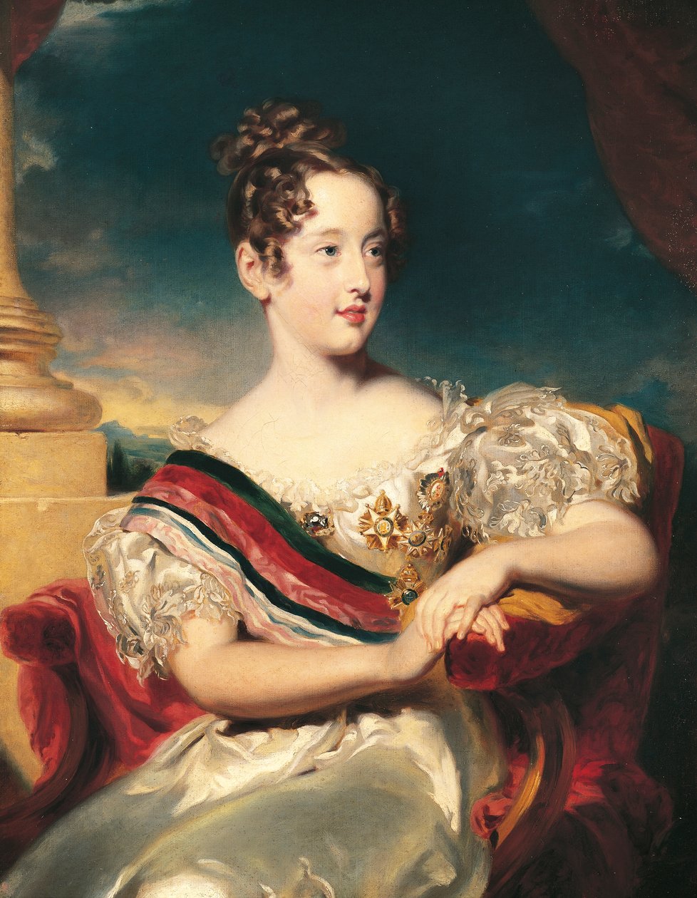 Portrét Marie II Portugalské, portugalské královny, od školy Thomase Lawrence, malba od Thomas Lawrence
