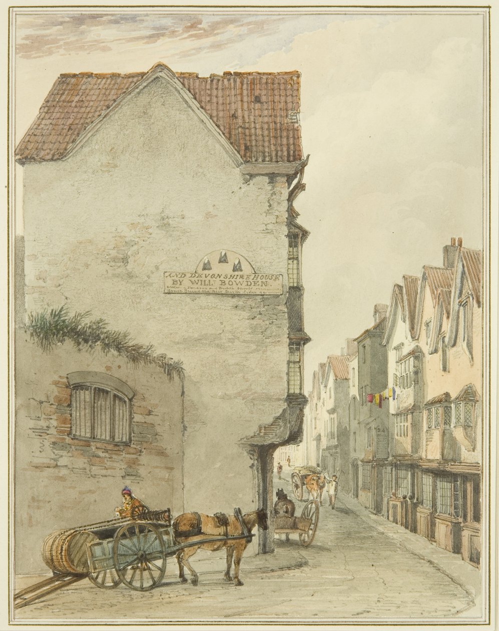 Back Street, při pohledu na jih (akvarel na papíře) od Thomas Leeson the Elder Rowbotham